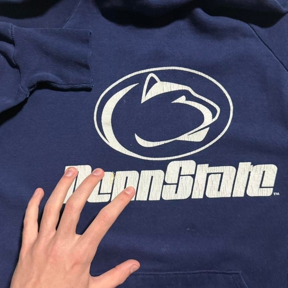 Vintage 80s 90s navy blue penn state pullover psu college hoodie - Picture 5 of 8